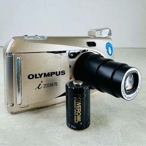 Olympus i Zoom 75 APS Film Camera All Weather Point Shoot New Battey Test Works